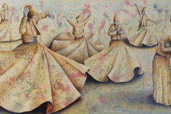 Tuval Üzerine Yağlı Boya + Akrilik, 150x450cm, 2017
